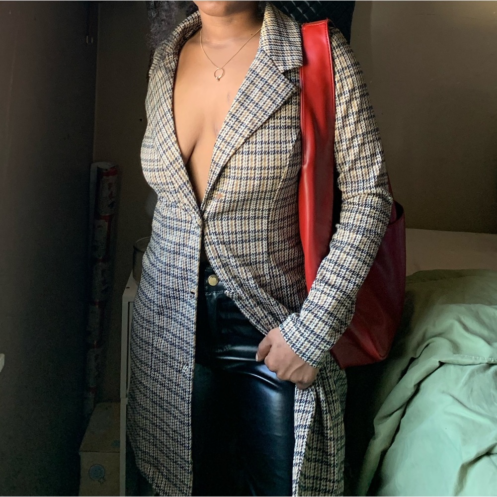 Autumn Plaid Button Down Blazer Dress